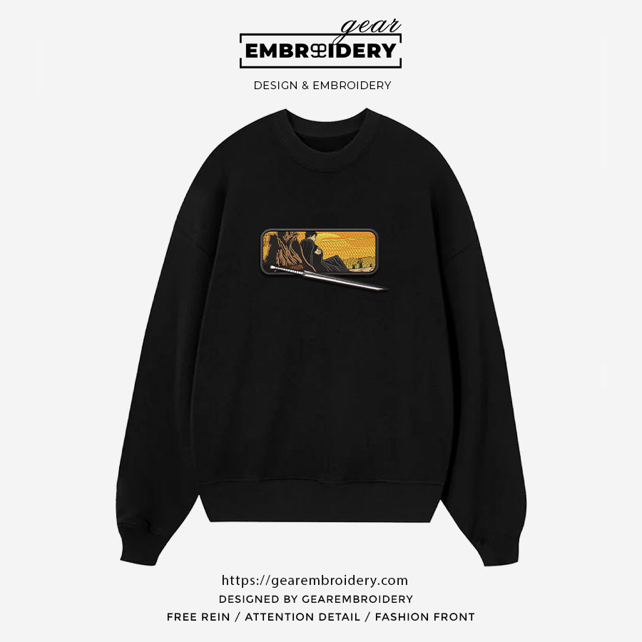 Guts sunset Berserki Anime Embroidered Design Personalized Embroidered T Shirt Sweatshirt Hoodie Clothing B031