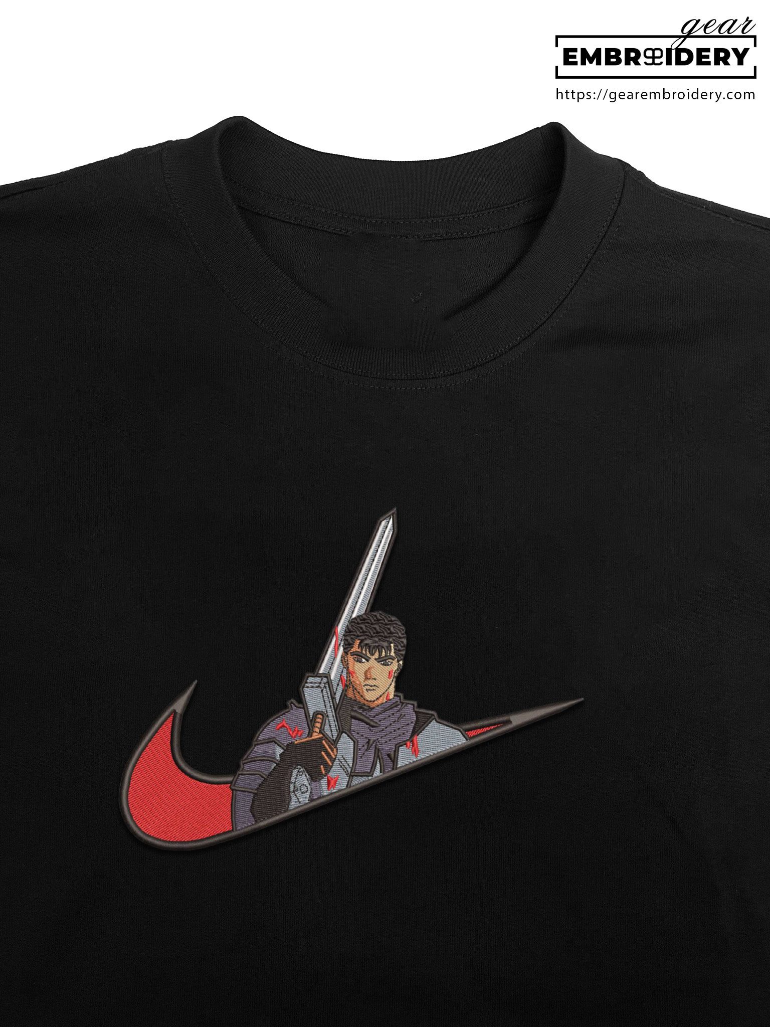 Guts swoosh nike Berserk Anime Embroidered Design Personalized Embroidered T Shirt Sweatshirt Hoodie Clothing B035