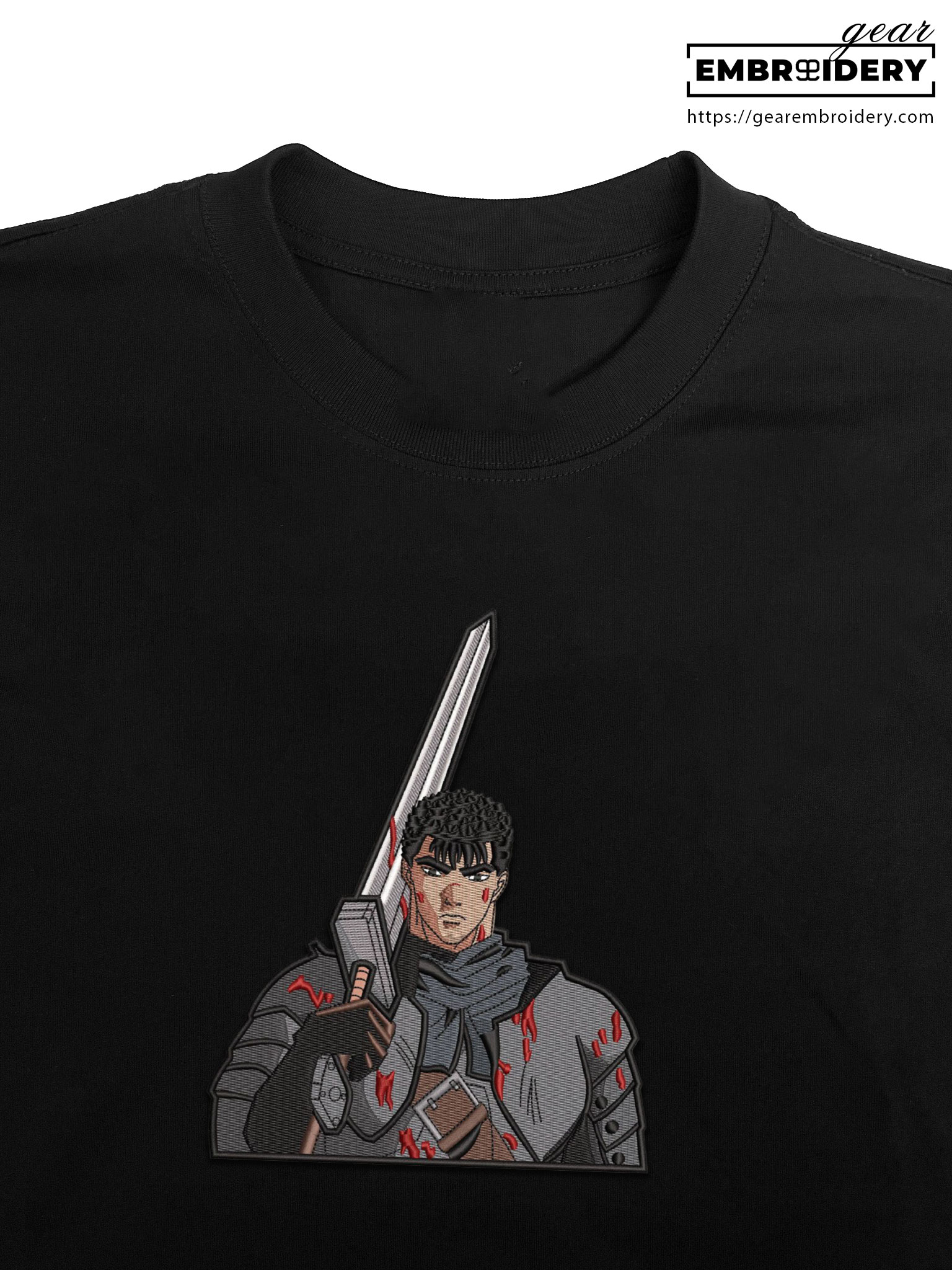 Guts sword Berserki Anime Embroidered Design Personalized Embroidered T Shirt Sweatshirt Hoodie Clothing B039