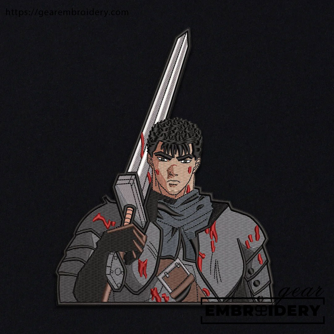 Guts sword Berserki Anime Embroidered Design Personalized Embroidered T Shirt Sweatshirt Hoodie Clothing B039