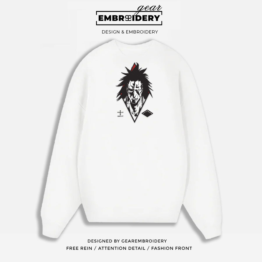 Zaraki kenpachi Bleach Anime Embroidered Design Personalized Embroidered T Shirt Sweatshirt Hoodie Clothing BL029