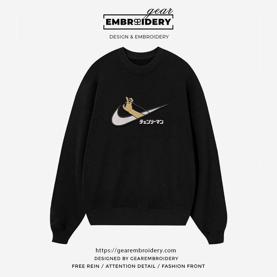Chain pull swoosh nike Chainsaw Man Clover Anime Embroidered Design Personalized Embroidered T Shirt Sweatshirt Hoodie Clothing CM007