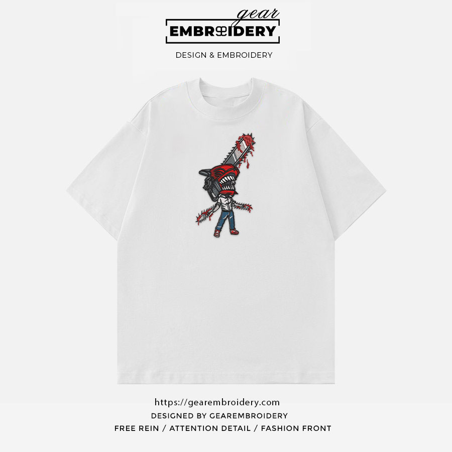 Chainsaw man Chainsaw Man Anime Embroidered Design Personalized Embroidered T Shirt Sweatshirt Hoodie Clothing CM010