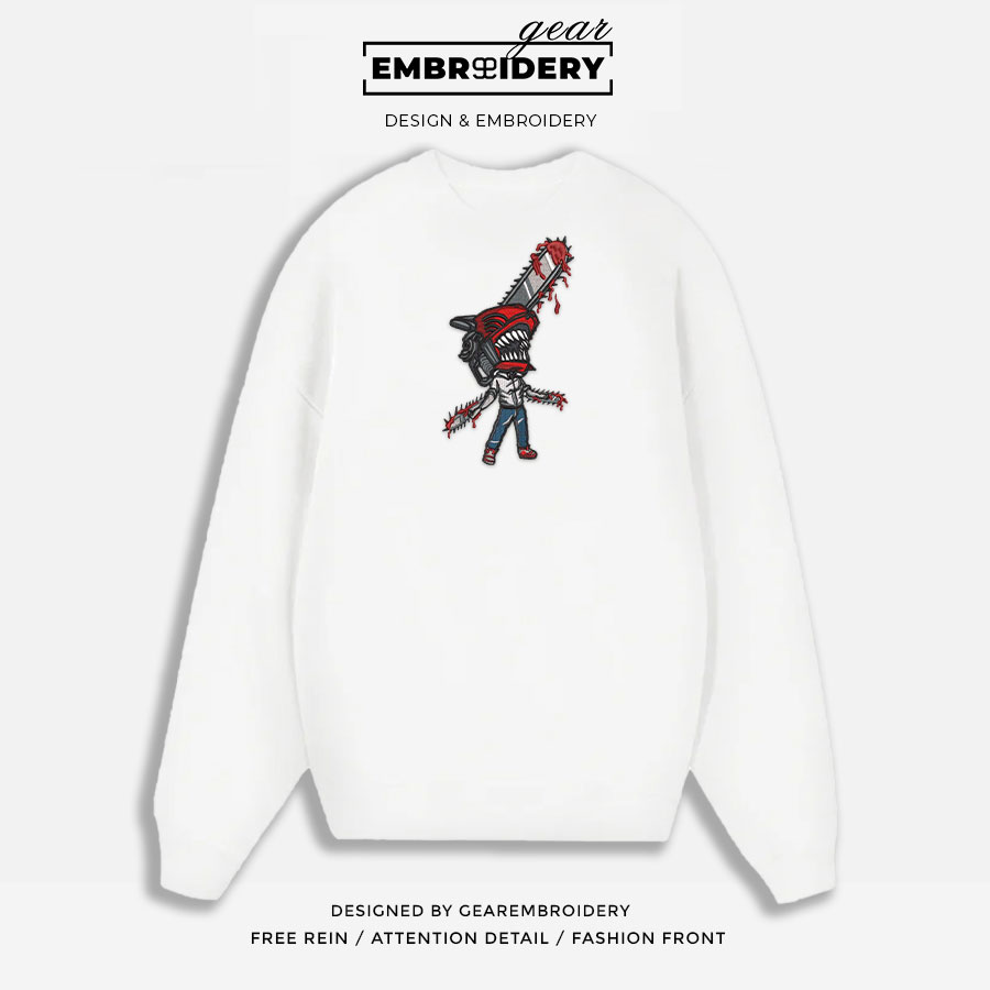 Chainsaw man Chainsaw Man Anime Embroidered Design Personalized Embroidered T Shirt Sweatshirt Hoodie Clothing CM010