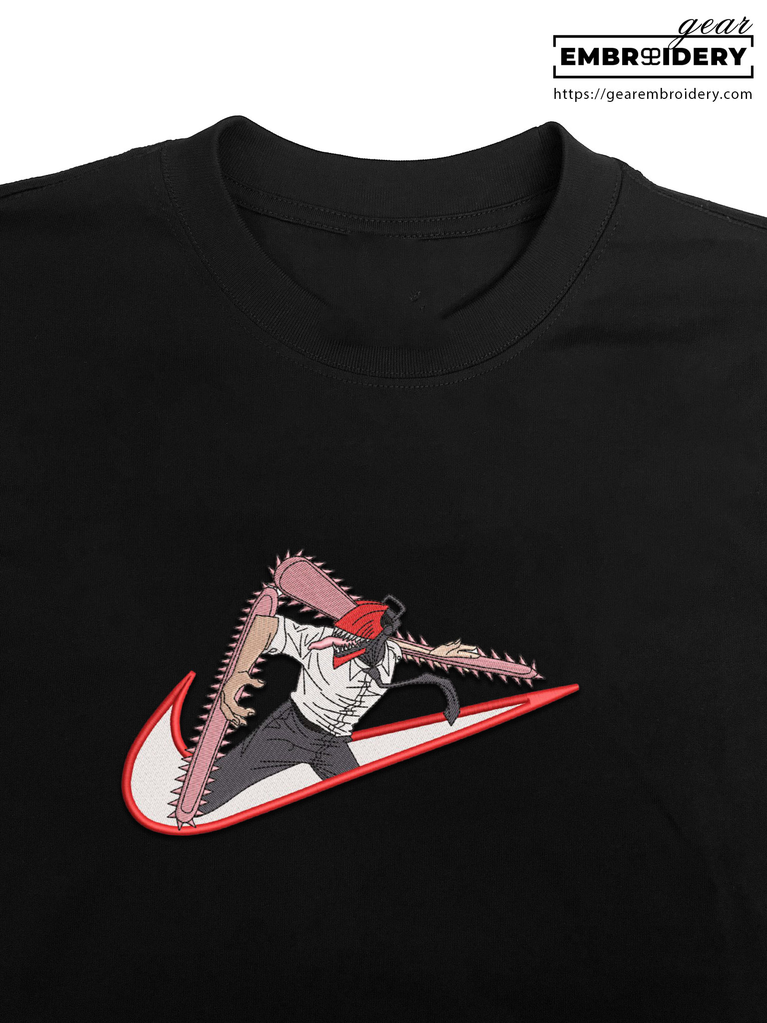 Denji chainsaw swoosh nike Chainsaw Man Clover Anime Embroidered Design Personalized Embroidered T Shirt Sweatshirt Hoodie Clothing CM013