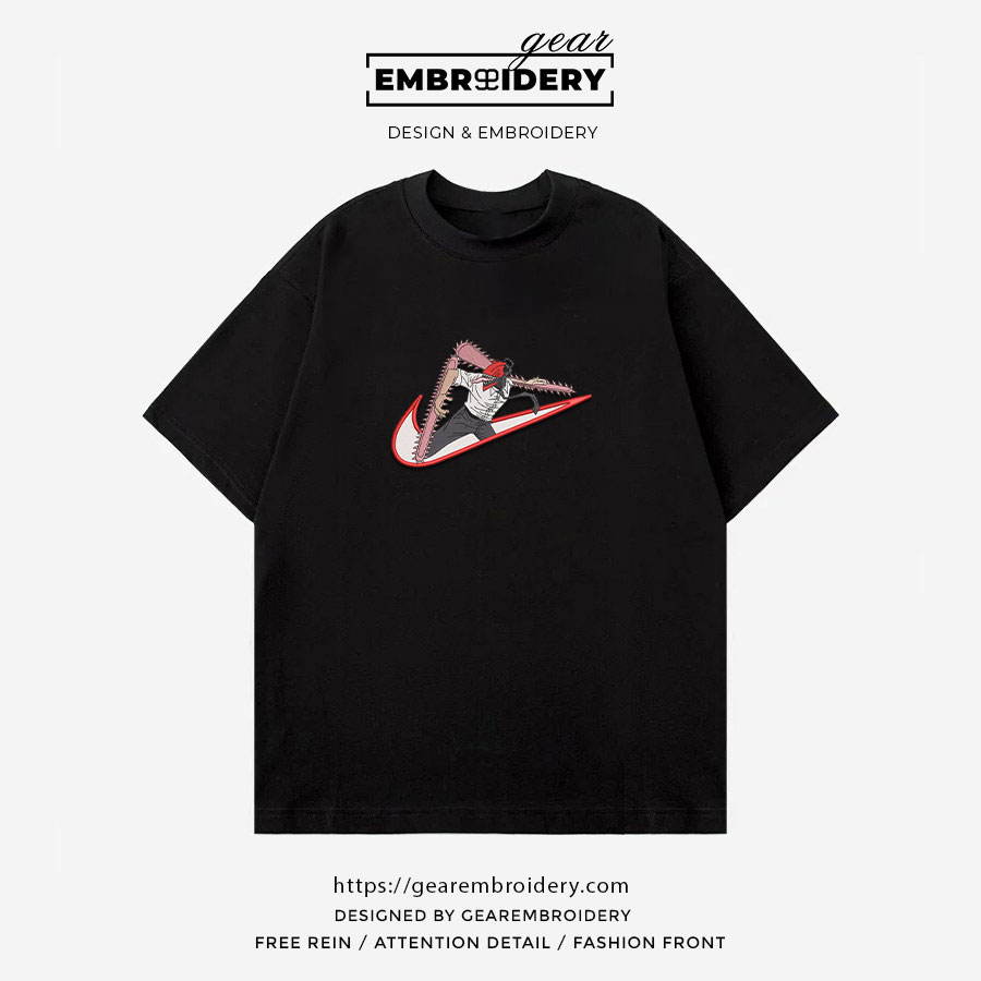 Denji chainsaw swoosh nike Chainsaw Man Clover Anime Embroidered Design Personalized Embroidered T Shirt Sweatshirt Hoodie Clothing CM013
