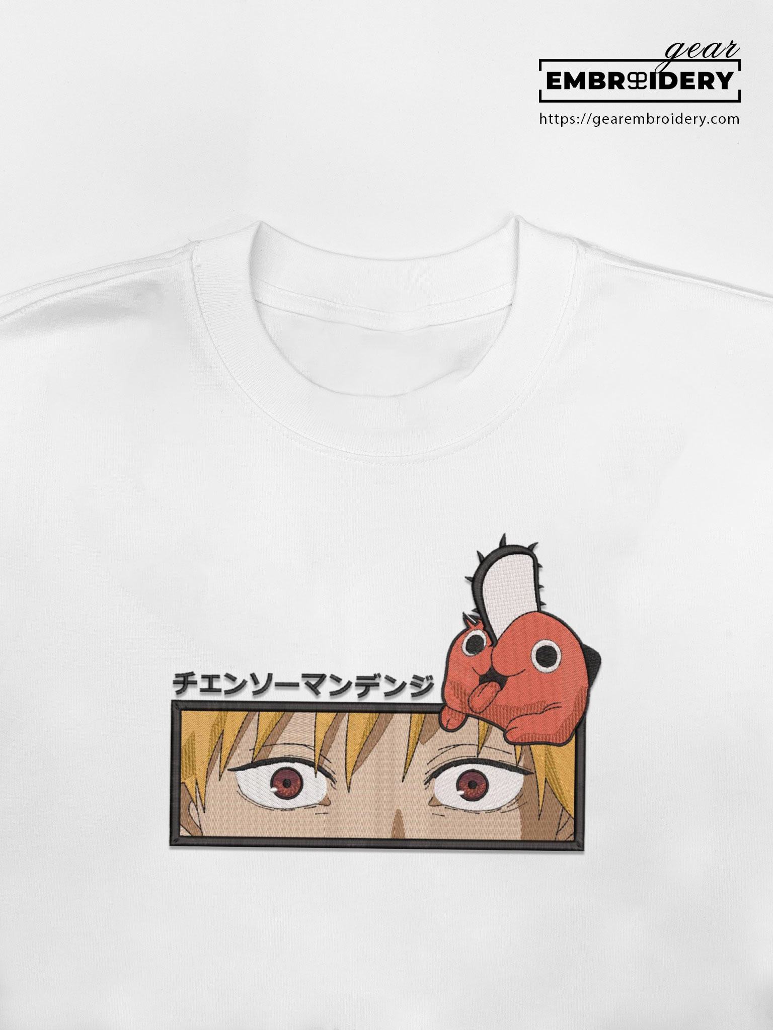 Denji eyes Chainsaw Man Anime Embroidered Design Personalized Embroidered T Shirt Sweatshirt Hoodie Clothing CM014