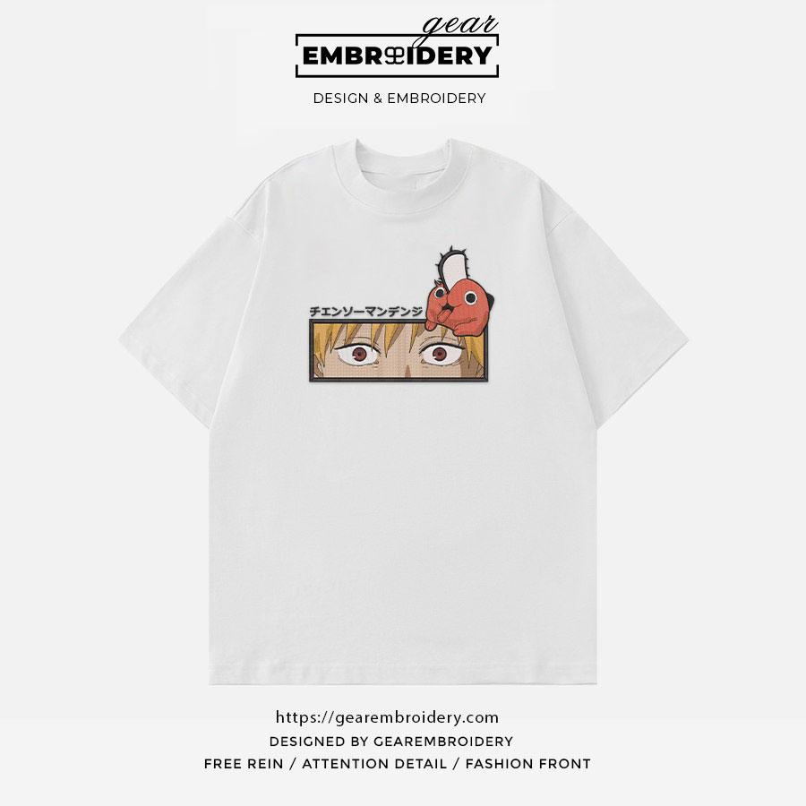 Denji eyes Chainsaw Man Anime Embroidered Design Personalized Embroidered T Shirt Sweatshirt Hoodie Clothing CM014