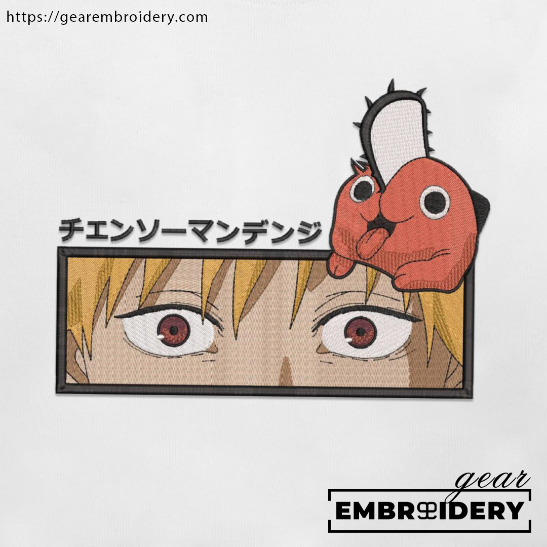 Denji eyes Chainsaw Man Anime Embroidered Design Personalized Embroidered T Shirt Sweatshirt Hoodie Clothing CM014