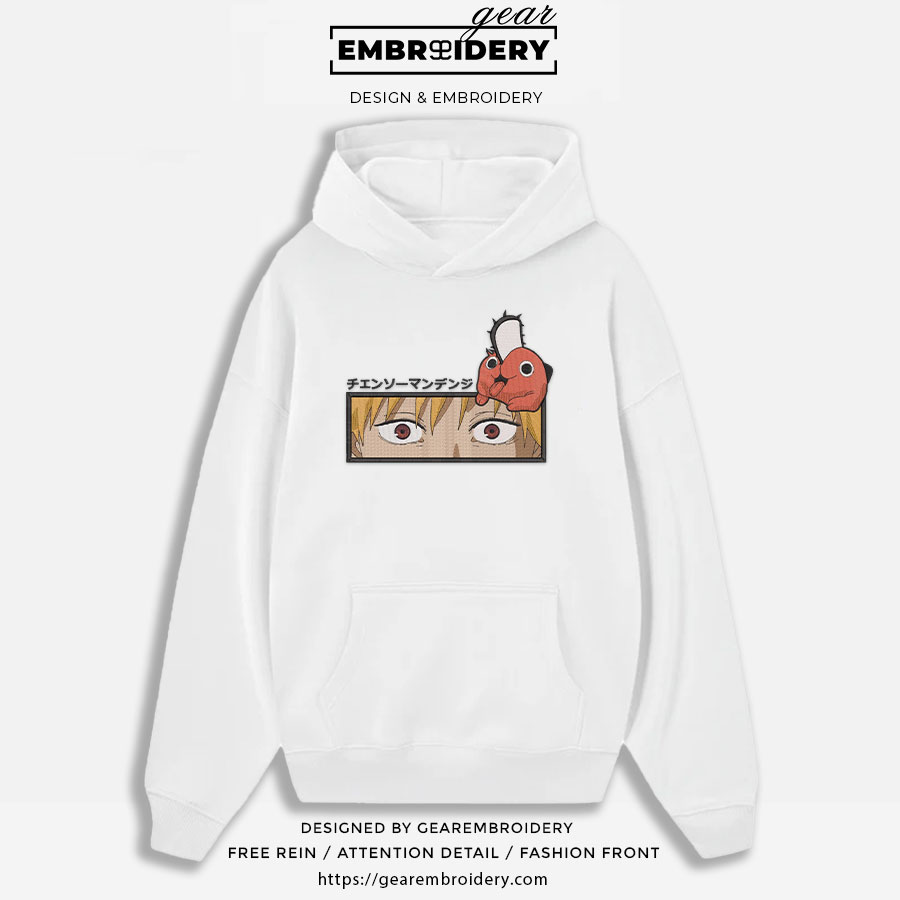 Denji eyes Chainsaw Man Anime Embroidered Design Personalized Embroidered T Shirt Sweatshirt Hoodie Clothing CM014