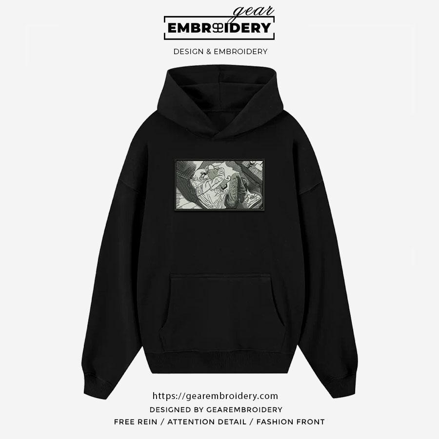 Denji sleeping Chainsaw Man Anime Embroidered Design Personalized Embroidered T Shirt Sweatshirt Hoodie Clothing CM016