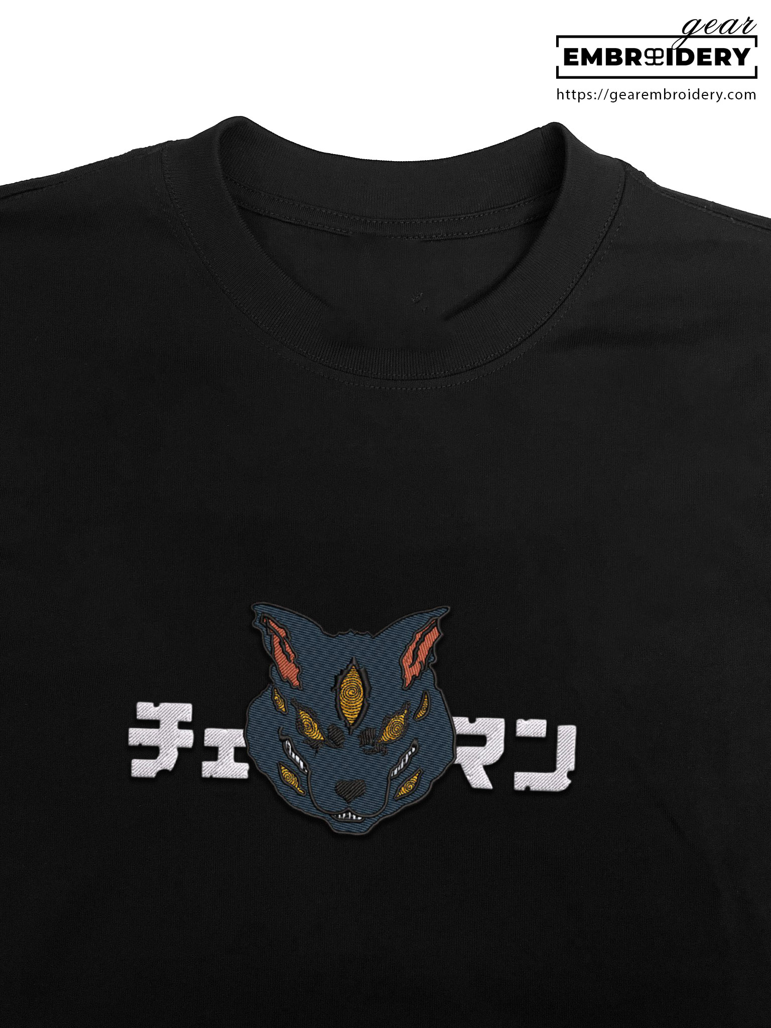 Fox Devil Chainsaw Man Anime Embroidered Design Personalized Embroidered T Shirt Sweatshirt Hoodie Clothing CM017