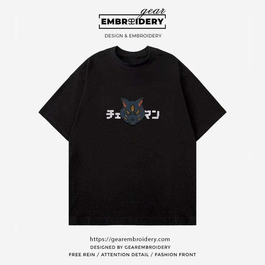 Fox Devil Chainsaw Man Anime Embroidered Design Personalized Embroidered T Shirt Sweatshirt Hoodie Clothing CM017
