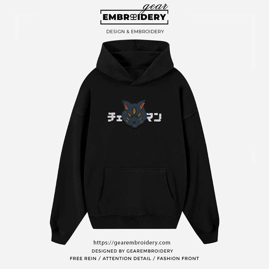 Fox Devil Chainsaw Man Anime Embroidered Design Personalized Embroidered T Shirt Sweatshirt Hoodie Clothing CM017