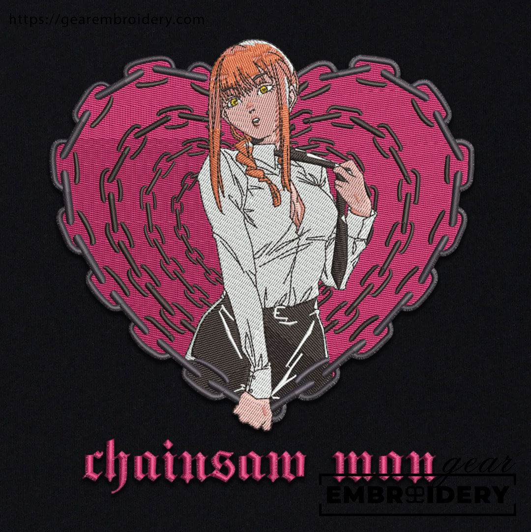 Makima chain heart Chainsaw Man Anime Embroidered Design Personalized Embroidered T Shirt Sweatshirt Hoodie Clothing CM019