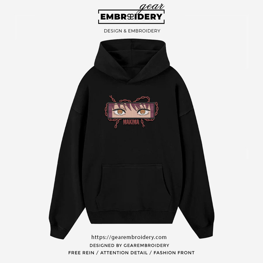Makima eyes Chainsaw Man Anime Embroidered Design Personalized Embroidered T Shirt Sweatshirt Hoodie Clothing CM023