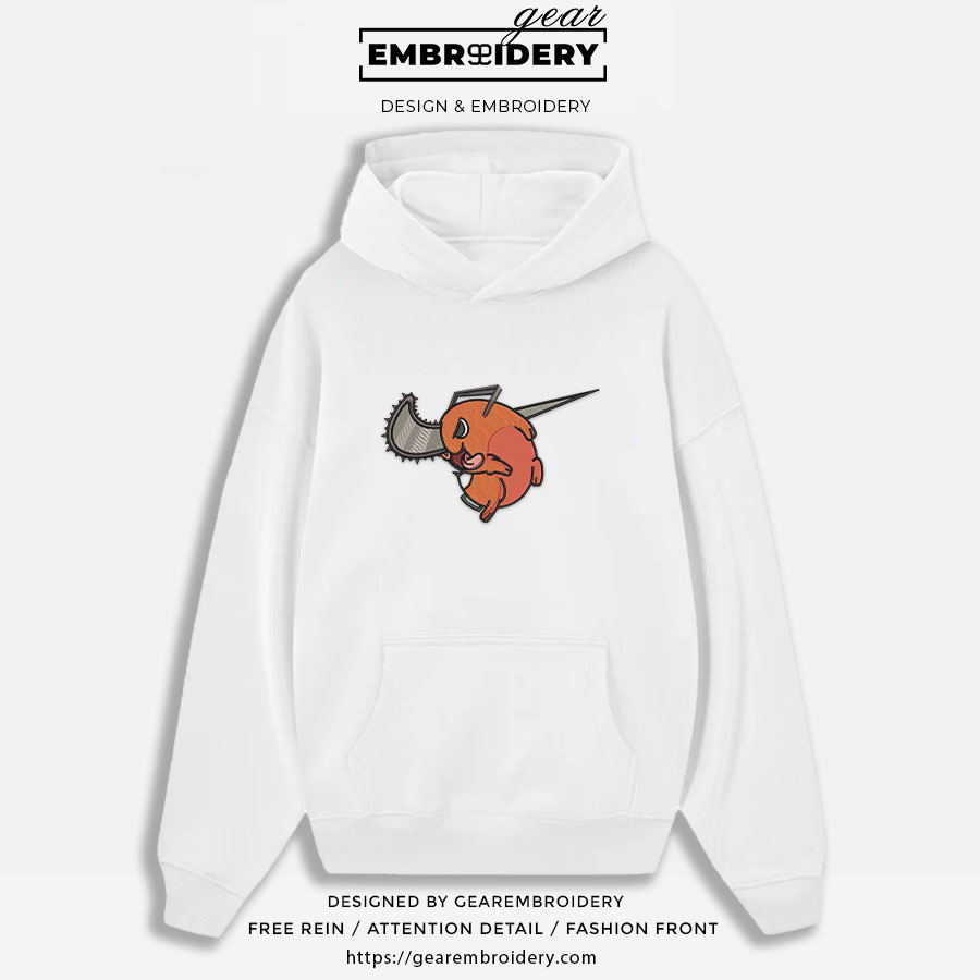 Pochita swoosh nike Chainsaw Man Clover Anime Embroidered Design Personalized Embroidered T Shirt Sweatshirt Hoodie Clothing CM025