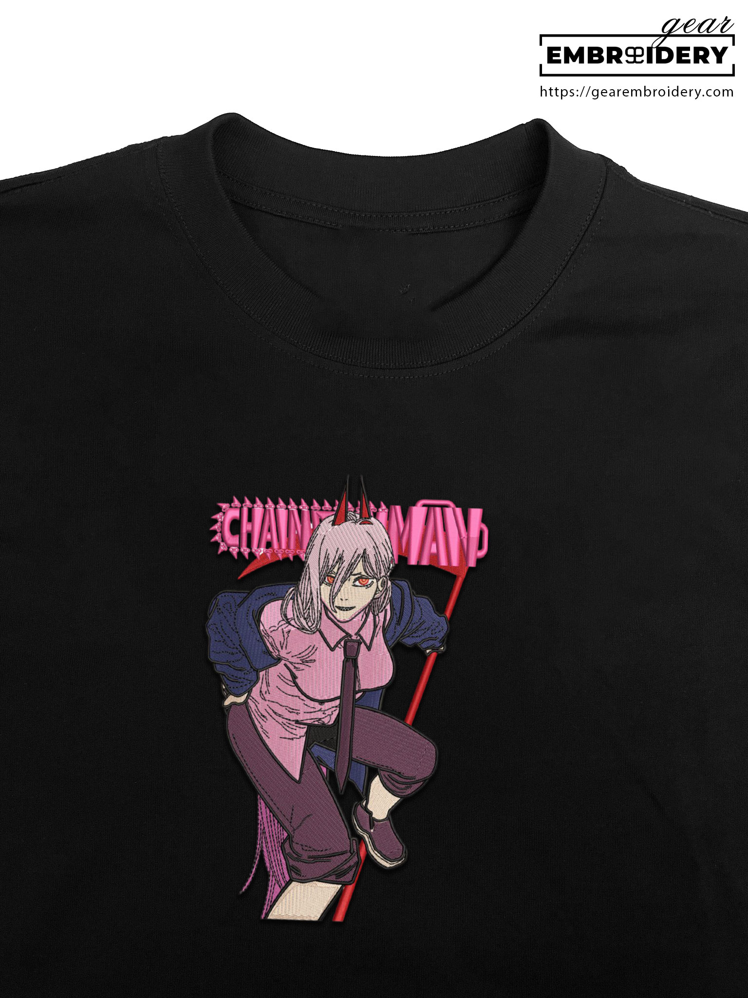 Power chainsaw Chainsaw Man Anime Embroidered Design Personalized Embroidered T Shirt Sweatshirt Hoodie Clothing CM026