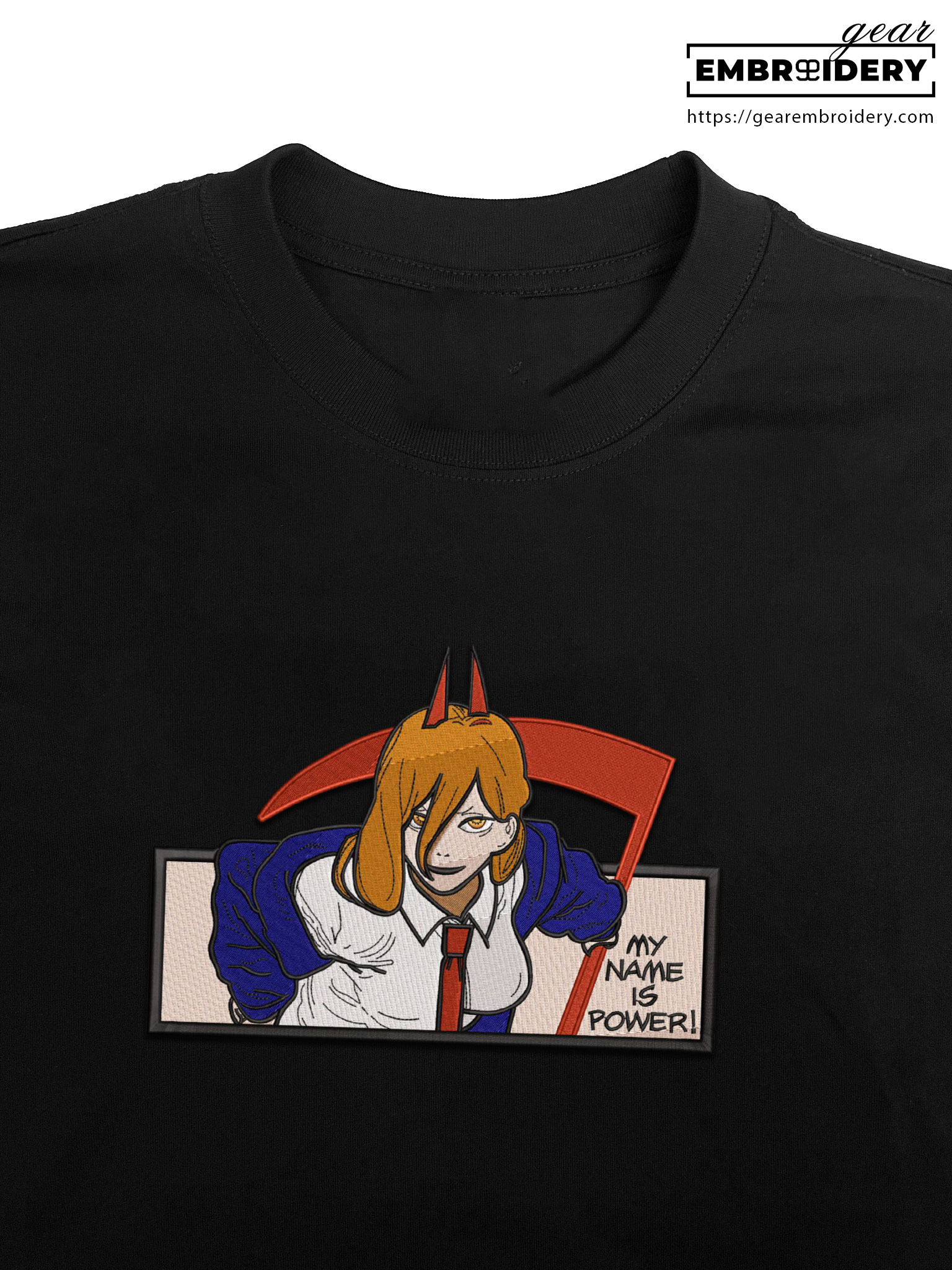 Power Chainsaw Man Anime Embroidered Design Personalized Embroidered T Shirt Sweatshirt Hoodie Clothing CM028