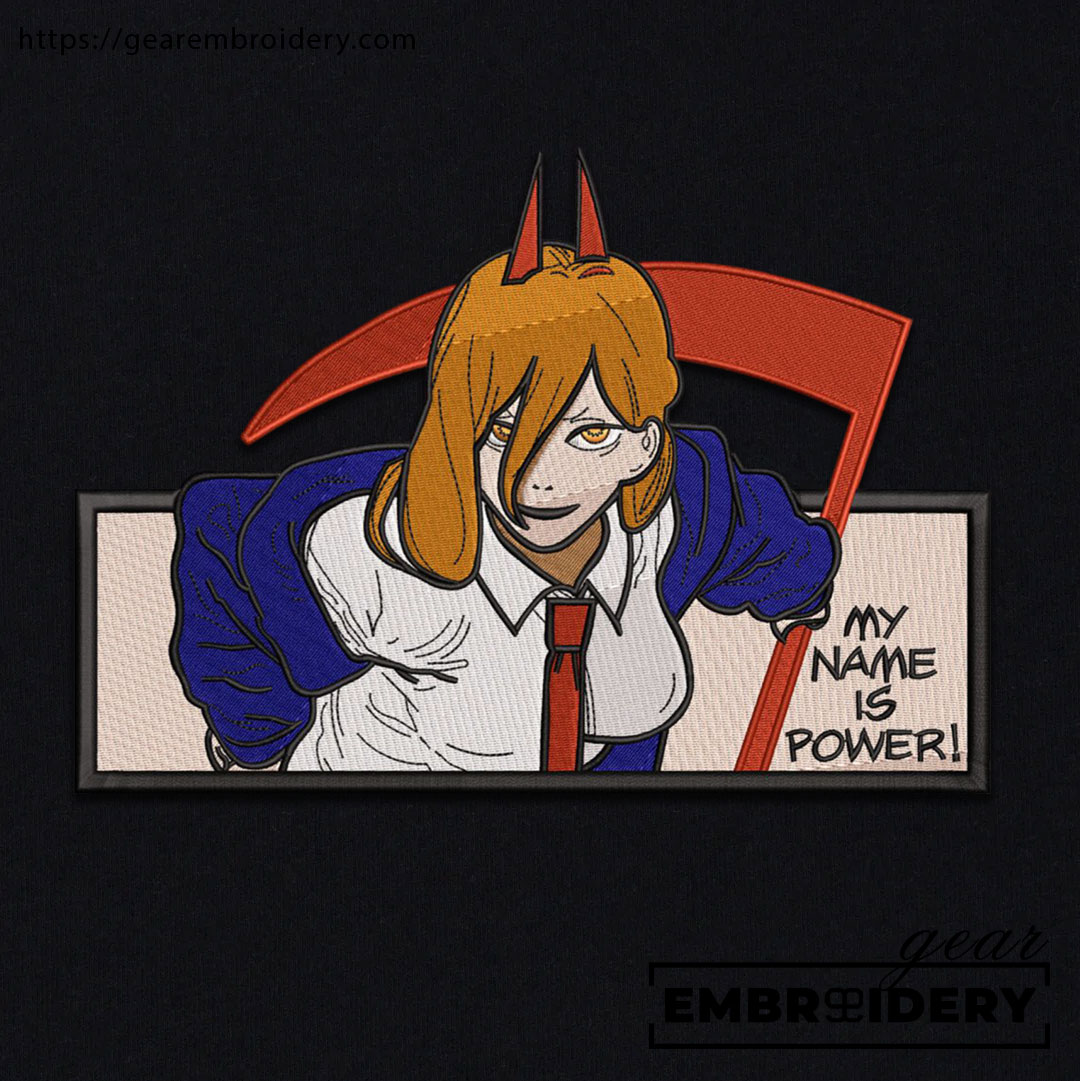 Power Chainsaw Man Anime Embroidered Design Personalized Embroidered T Shirt Sweatshirt Hoodie Clothing CM028