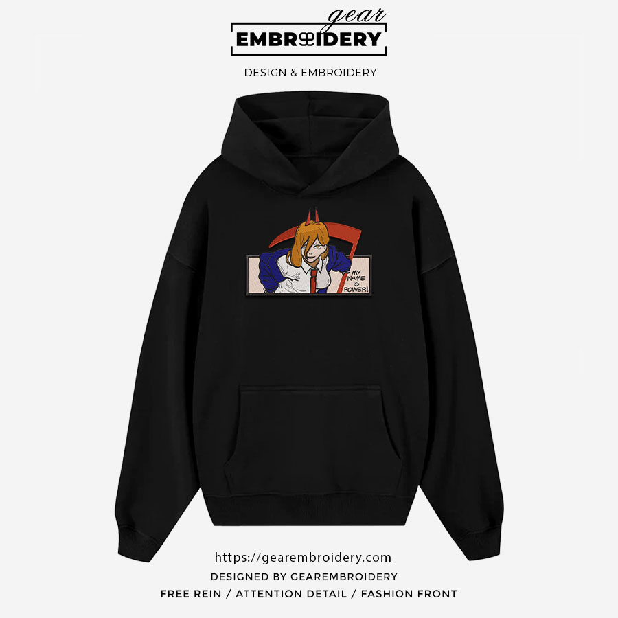 Power Chainsaw Man Anime Embroidered Design Personalized Embroidered T Shirt Sweatshirt Hoodie Clothing CM028