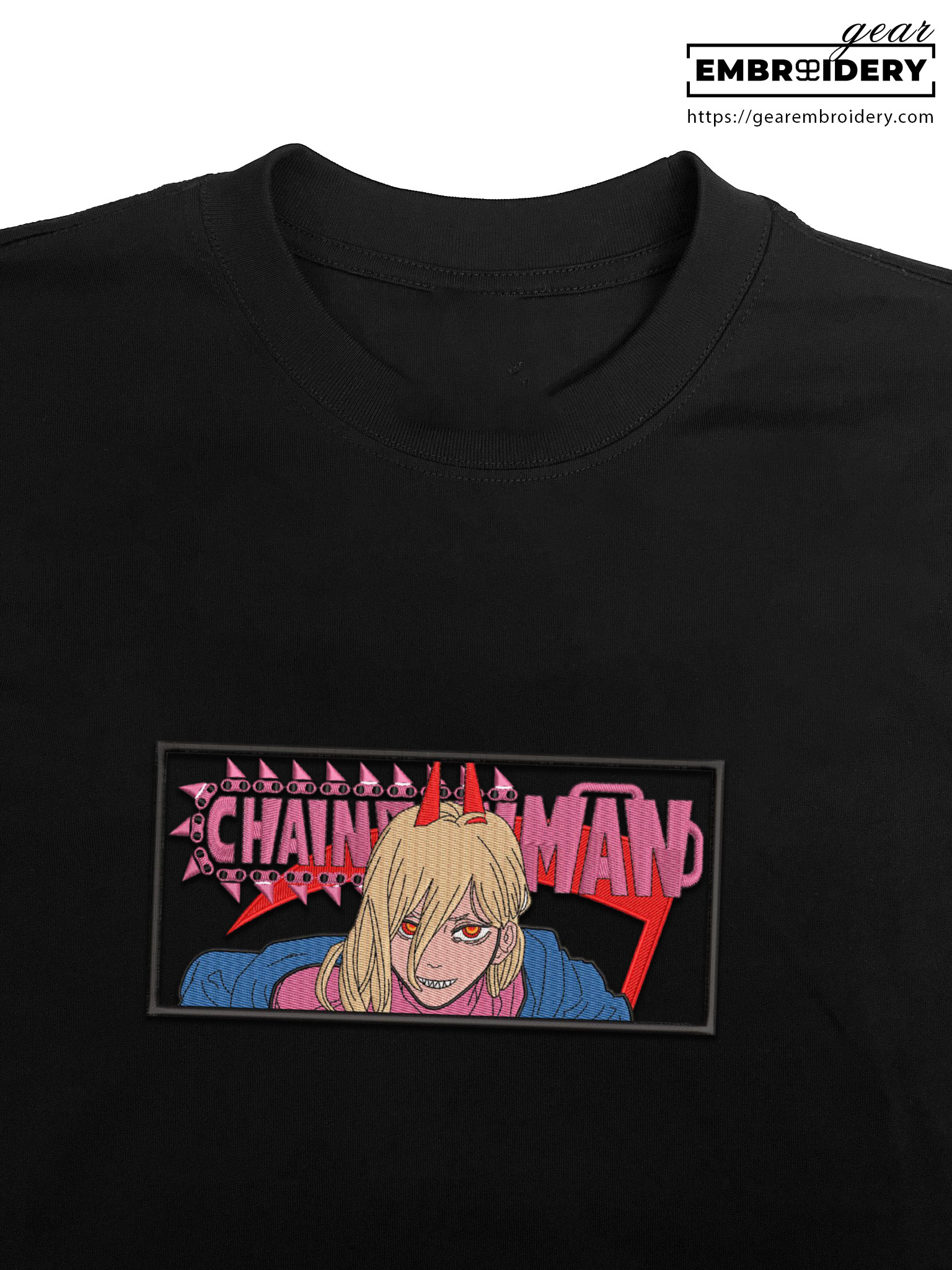 Power chainsaw man Chainsaw Man Anime Embroidered Design Personalized Embroidered T Shirt Sweatshirt Hoodie Clothing CM027