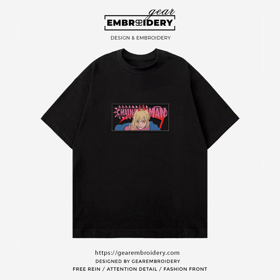Power chainsaw man Chainsaw Man Anime Embroidered Design Personalized Embroidered T Shirt Sweatshirt Hoodie Clothing CM027