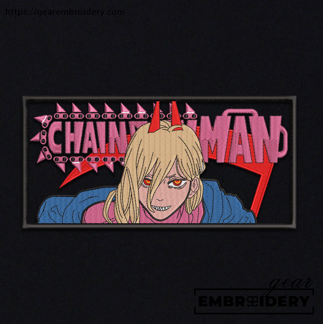 Power chainsaw man Chainsaw Man Anime Embroidered Design Personalized Embroidered T Shirt Sweatshirt Hoodie Clothing CM027
