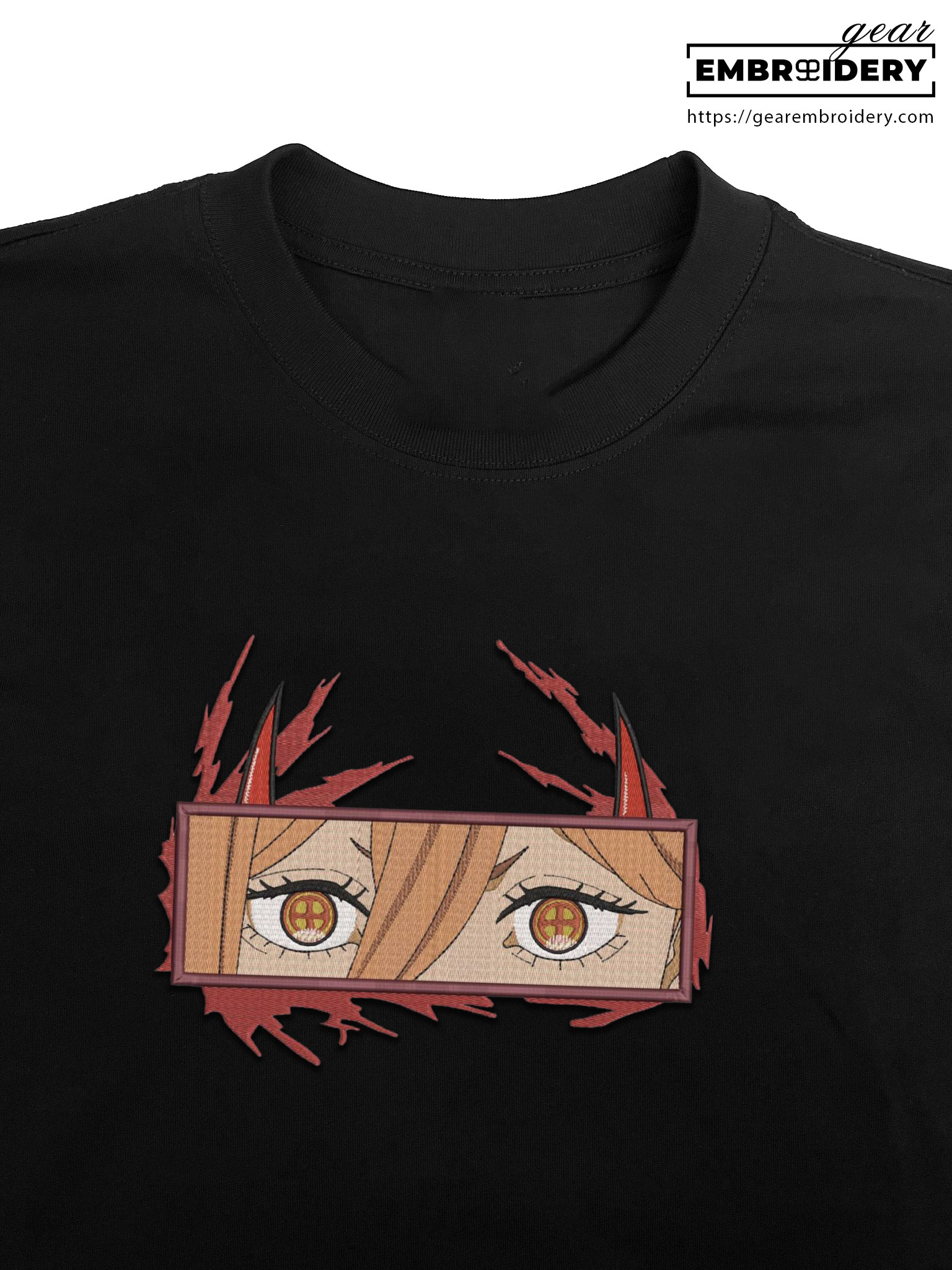 Power eyes Chainsaw Man Anime Embroidered Design Personalized Embroidered T Shirt Sweatshirt Hoodie Clothing CM029