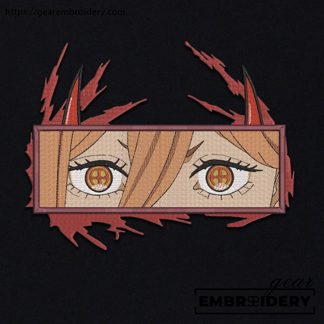 Power eyes Chainsaw Man Anime Embroidered Design Personalized Embroidered T Shirt Sweatshirt Hoodie Clothing CM029