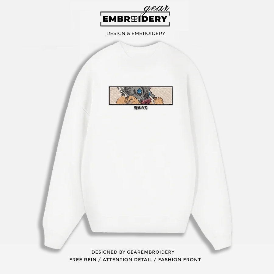 Inosuke eyes Demon Slayer Anime Embroidered Design Personalized Embroidered T Shirt Sweatshirt Hoodie Clothing DS0044