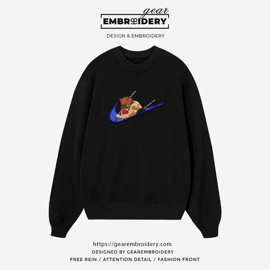 Inosuke swoosh nike Demon Slayer Anime Embroidered Design Personalized Embroidered T Shirt Sweatshirt Hoodie Clothing DS0045