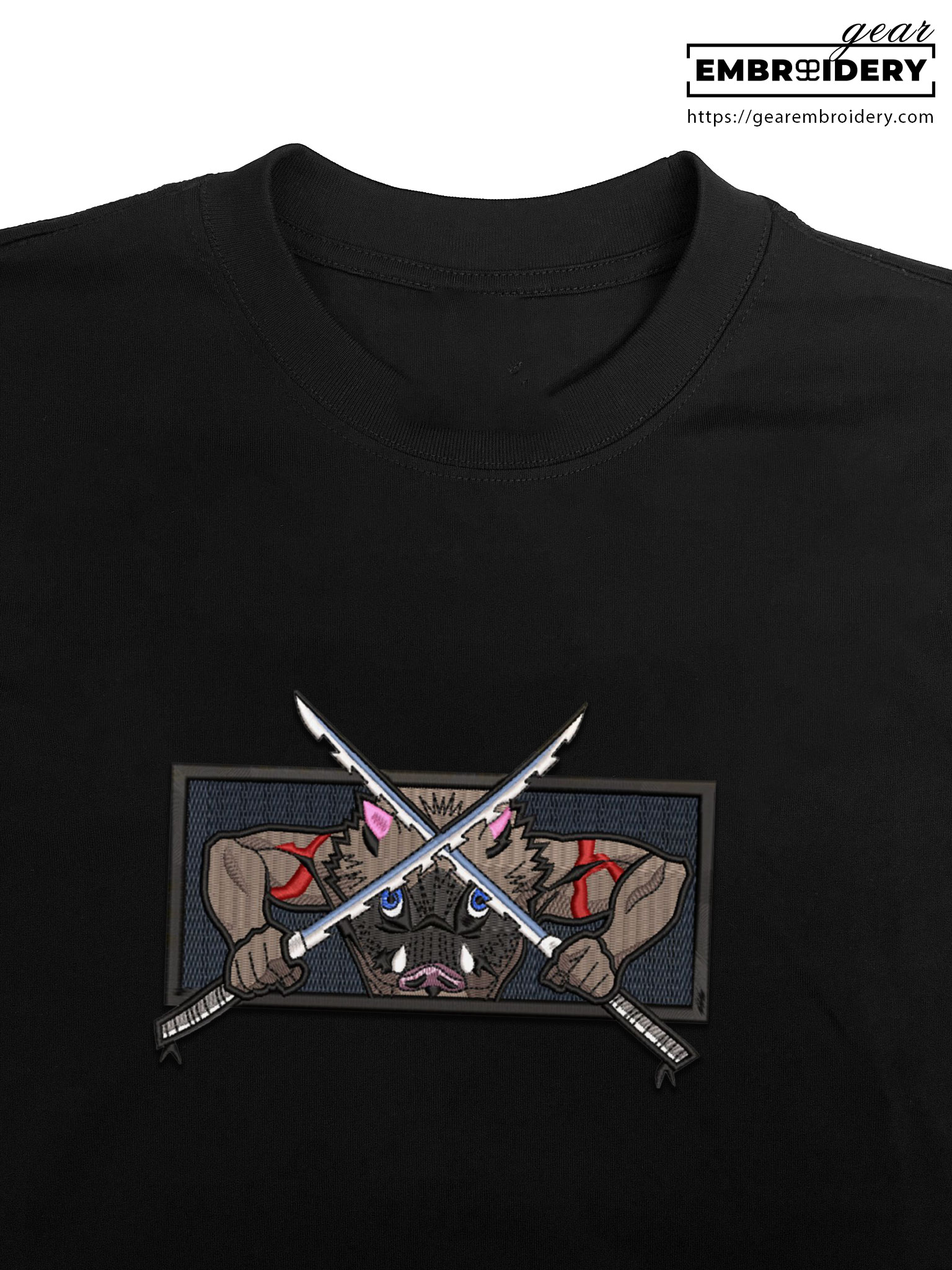 Inosuke swords Demon Slayer Anime Embroidered Design Personalized Embroidered T Shirt Sweatshirt Hoodie Clothing DS0049