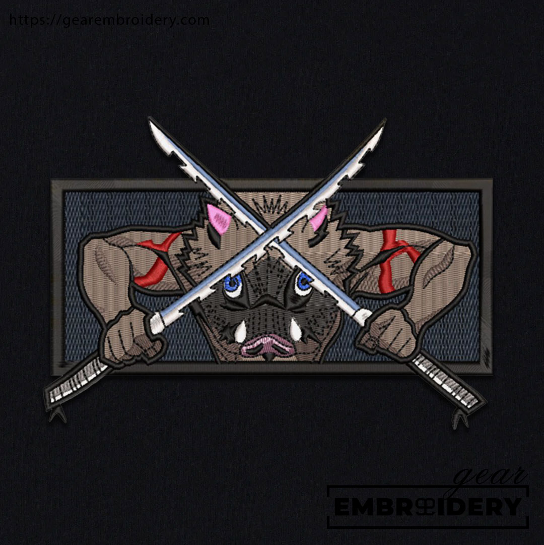Inosuke swords Demon Slayer Anime Embroidered Design Personalized Embroidered T Shirt Sweatshirt Hoodie Clothing DS0049