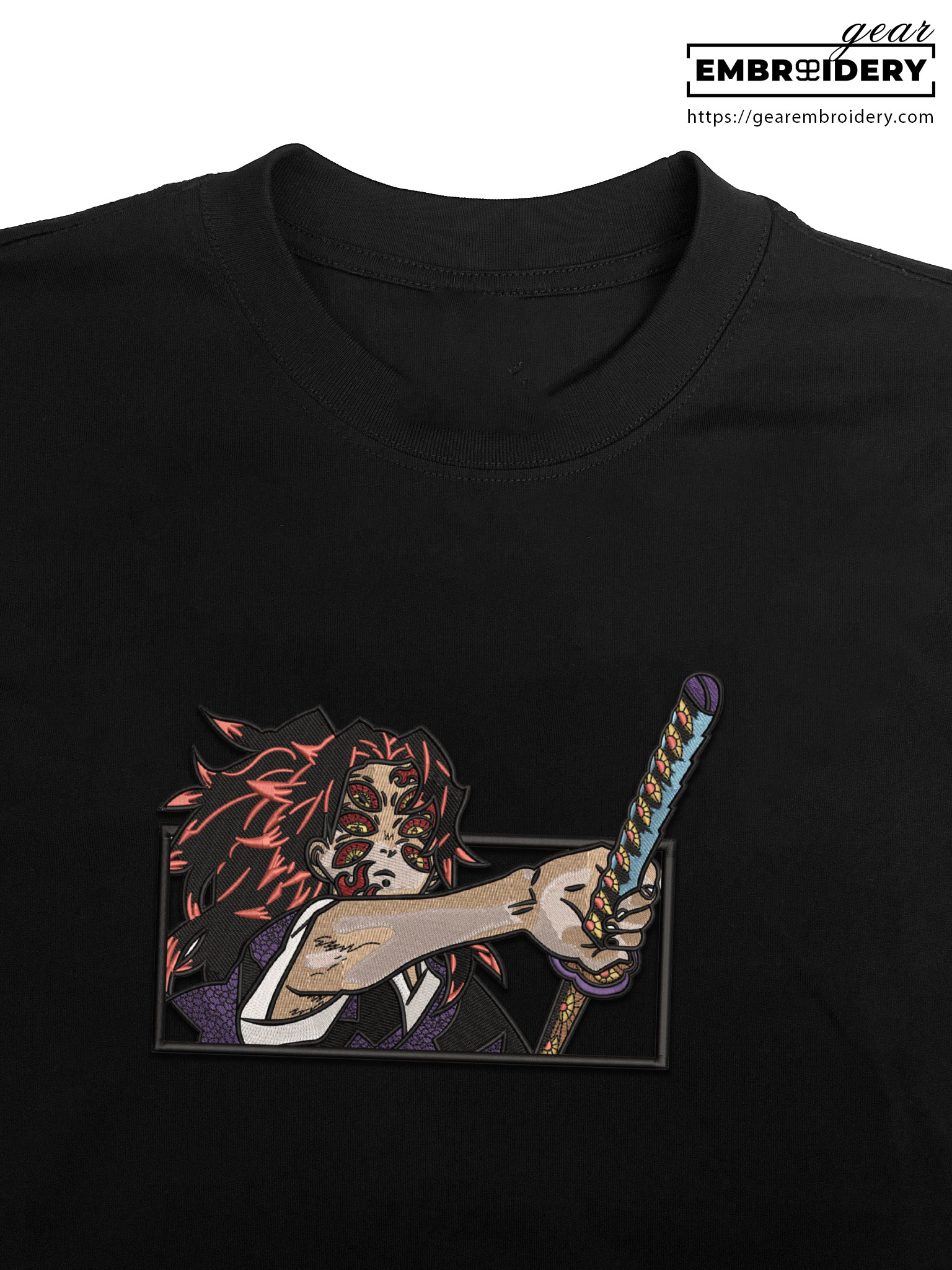 Kokushibo Demon Slayer Anime Embroidered Design Personalized Embroidered T Shirt Sweatshirt Hoodie Clothing DS0052