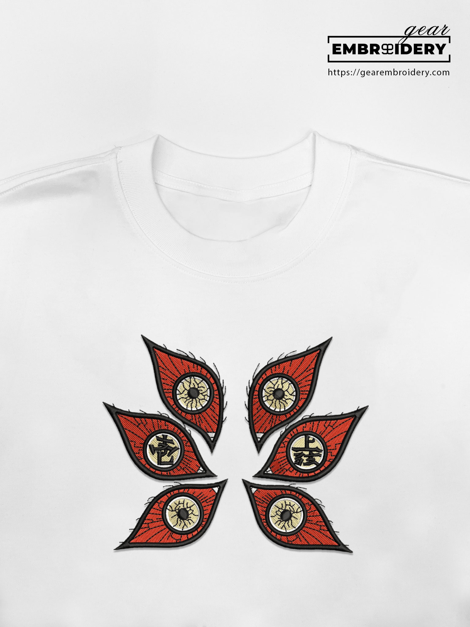 Kokushibo eyes Demon Slayer Anime Embroidered Design Personalized Embroidered T Shirt Sweatshirt Hoodie Clothing DS0053