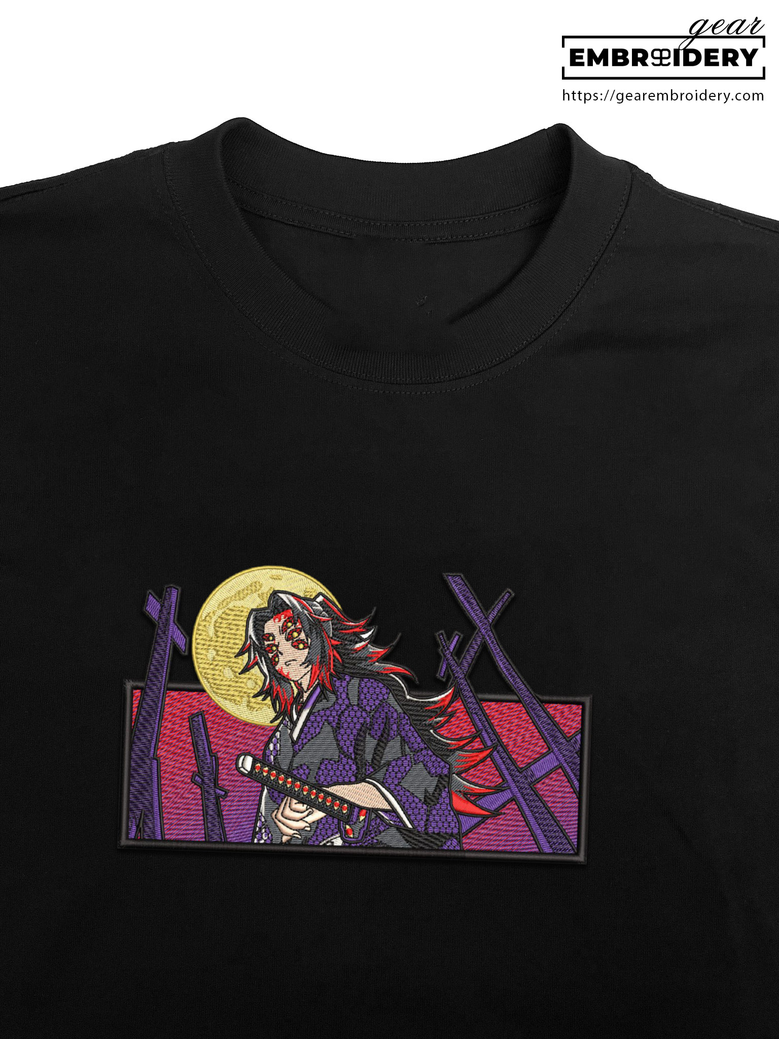 Kokushibu Demon Slayer Anime Embroidered Design Personalized Embroidered T Shirt Sweatshirt Hoodie Clothing DS0055