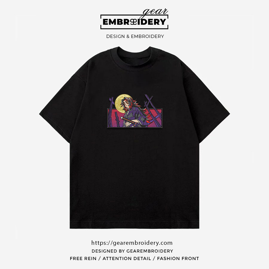 Kokushibu Demon Slayer Anime Embroidered Design Personalized Embroidered T Shirt Sweatshirt Hoodie Clothing DS0055