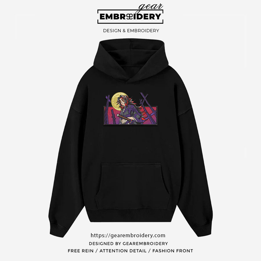 Kokushibu Demon Slayer Anime Embroidered Design Personalized Embroidered T Shirt Sweatshirt Hoodie Clothing DS0055