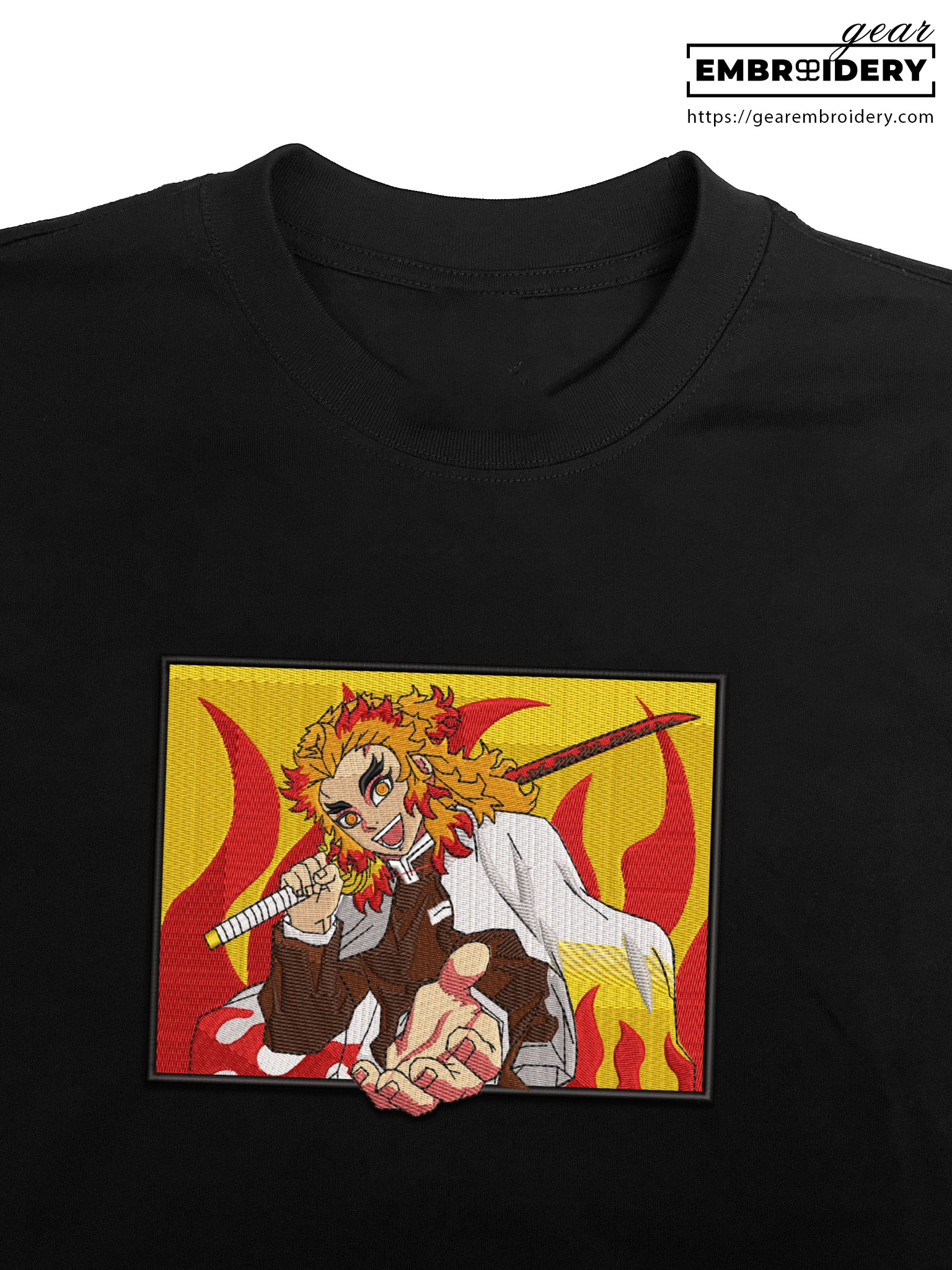 Kyojuro rengoku Demon Slayer Anime Embroidered Design Personalized Embroidered T Shirt Sweatshirt Hoodie Clothing DS0057
