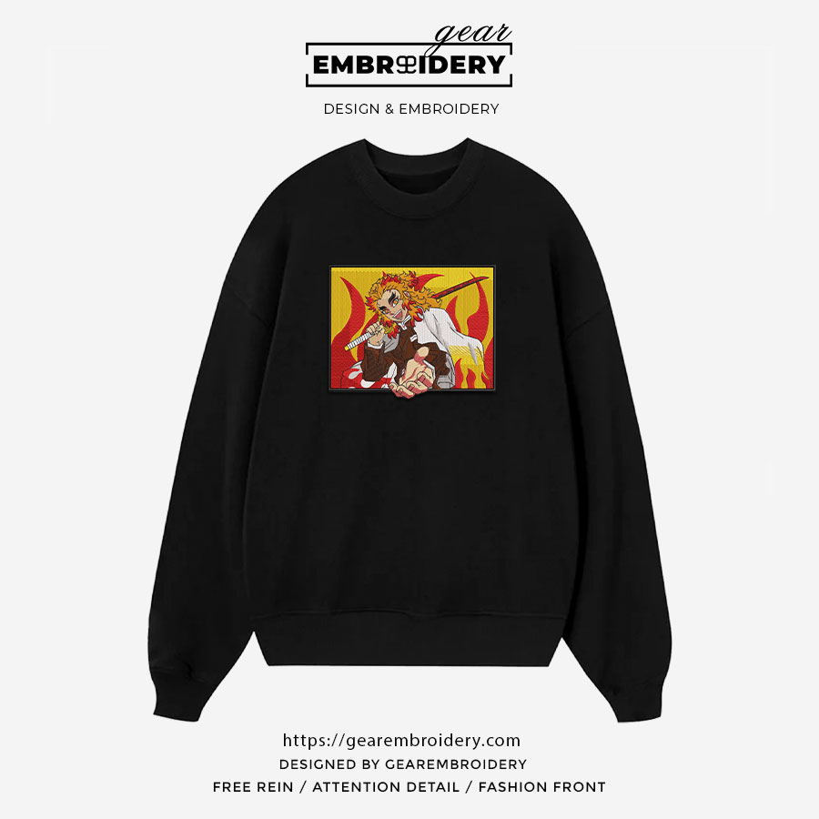 Kyojuro rengoku Demon Slayer Anime Embroidered Design Personalized Embroidered T Shirt Sweatshirt Hoodie Clothing DS0057