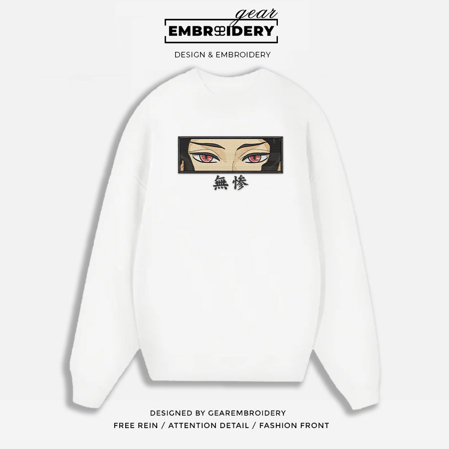 Muzan eyes Demon Slayer Anime Embroidered Design Personalized Embroidered T Shirt Sweatshirt Hoodie Clothing DS0061