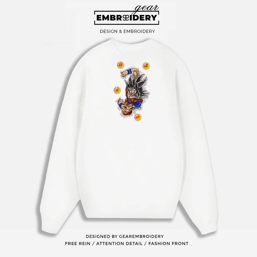 Goku Dragon Ball Anime Embroidered Design Personalized Embroidered T Shirt Sweatshirt Hoodie Clothing DB036