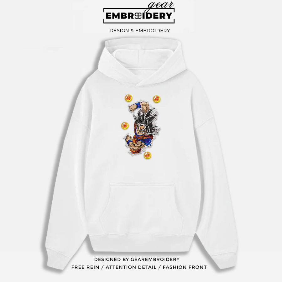 Goku Dragon Ball Anime Embroidered Design Personalized Embroidered T Shirt Sweatshirt Hoodie Clothing DB036