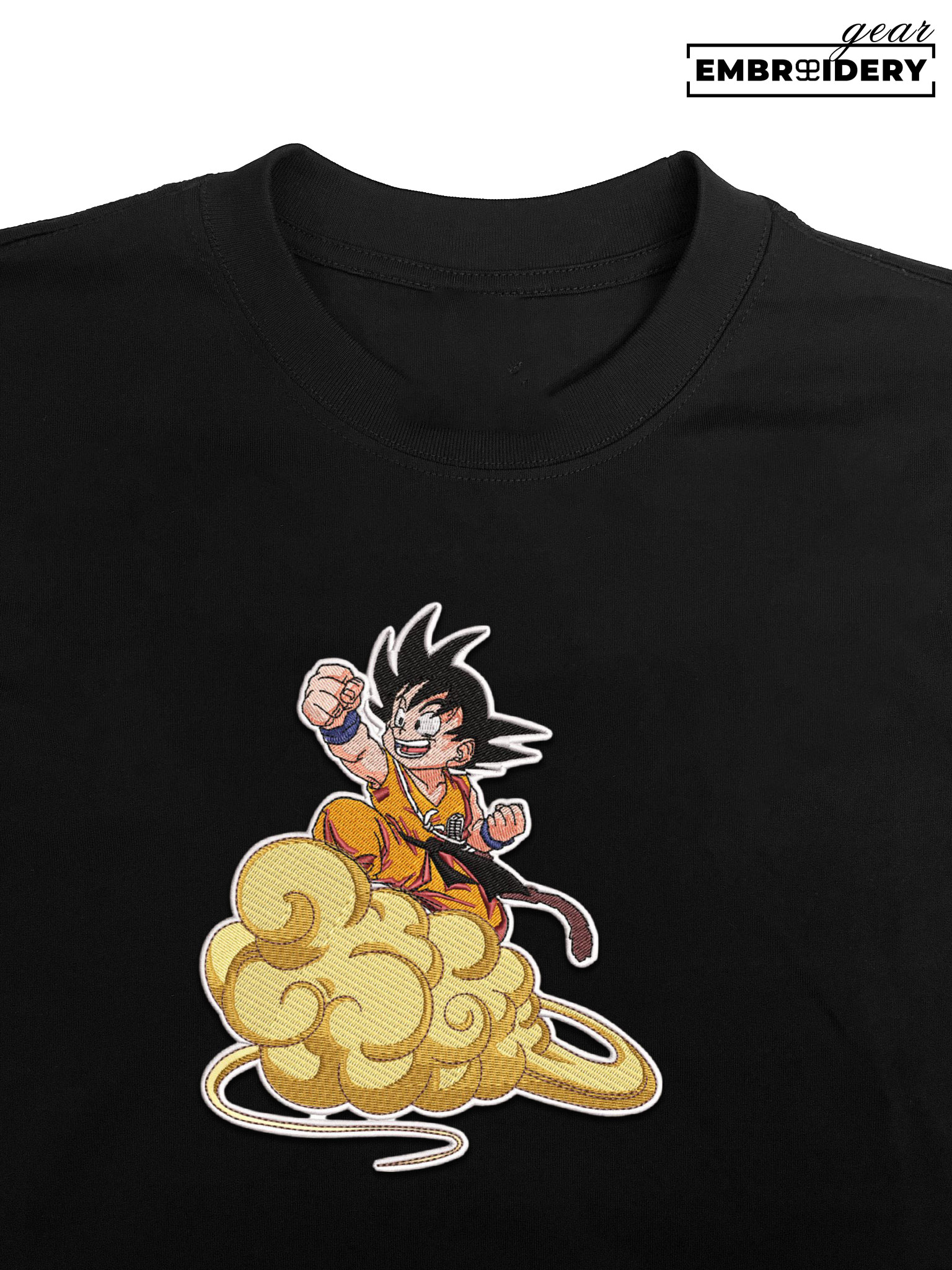 Goku on cloud Dragon Ball Anime Embroidered Design Personalized Embroidered T Shirt Sweatshirt Hoodie Clothing DB043
