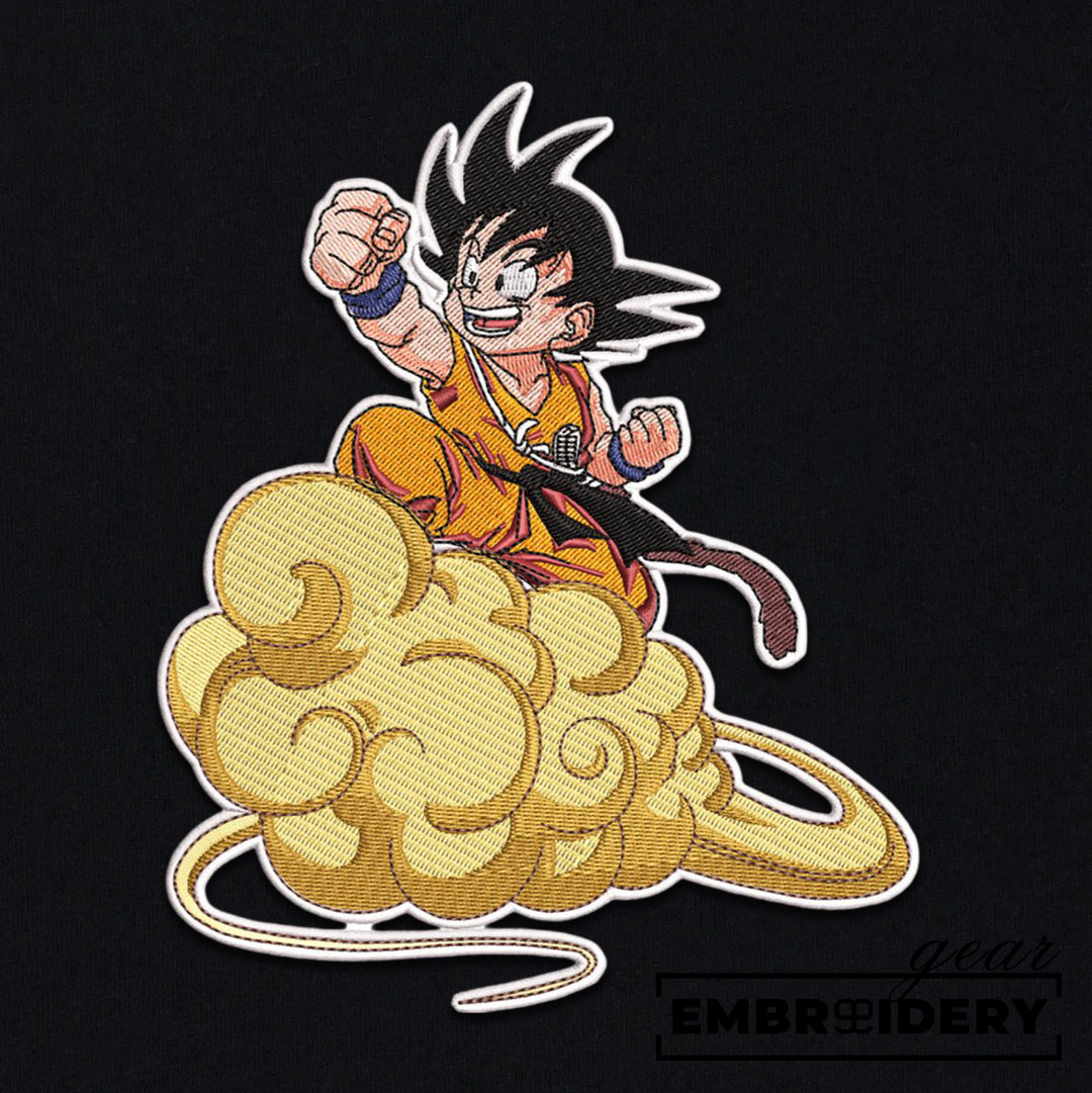 Goku on cloud Dragon Ball Anime Embroidered Design Personalized Embroidered T Shirt Sweatshirt Hoodie Clothing DB043