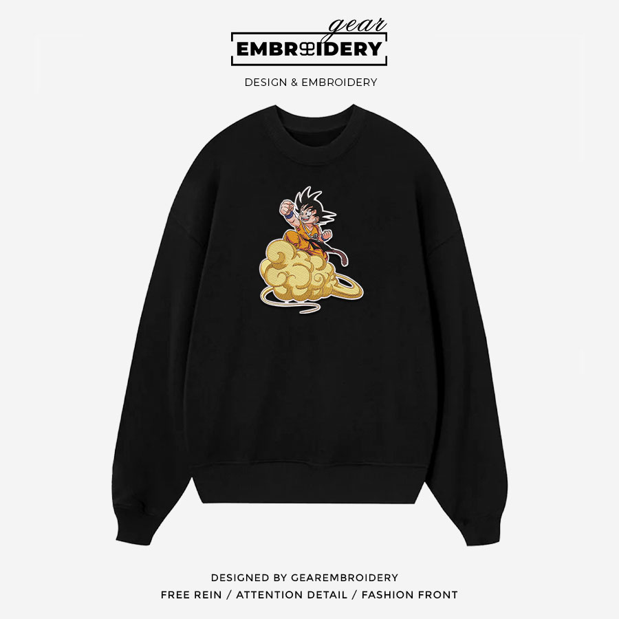 Goku on cloud Dragon Ball Anime Embroidered Design Personalized Embroidered T Shirt Sweatshirt Hoodie Clothing DB043