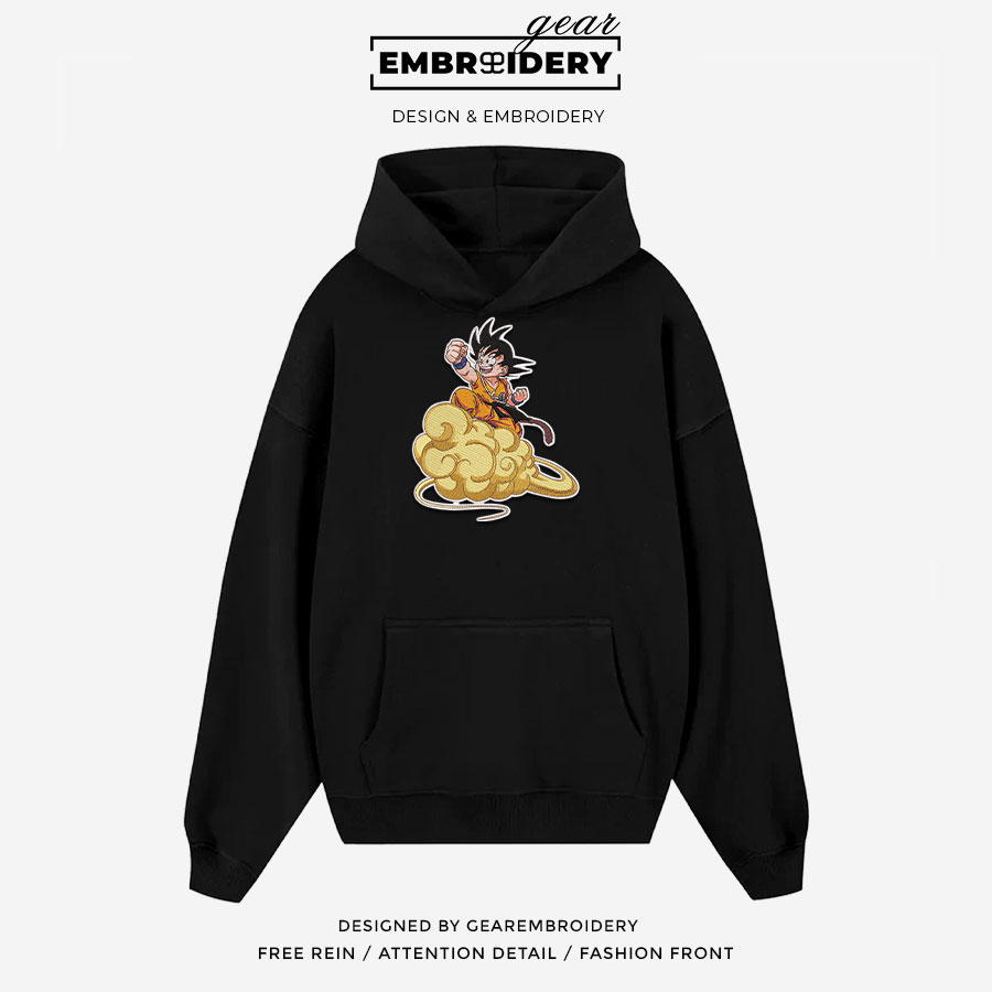 Goku on cloud Dragon Ball Anime Embroidered Design Personalized Embroidered T Shirt Sweatshirt Hoodie Clothing DB043