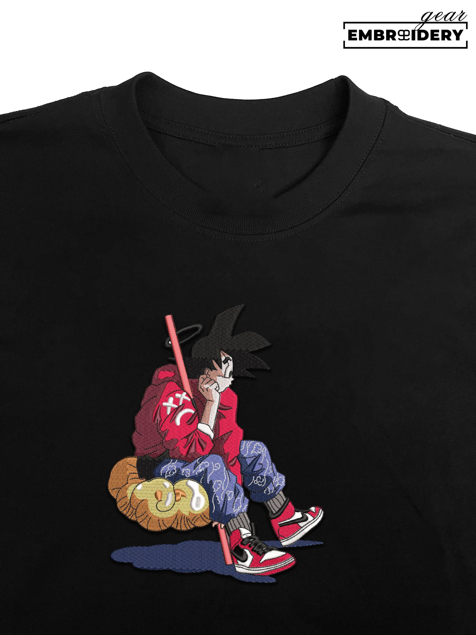 Goku on cloud Dragon Ball Anime Embroidered Design Personalized Embroidered T Shirt Sweatshirt Hoodie Clothing DB044