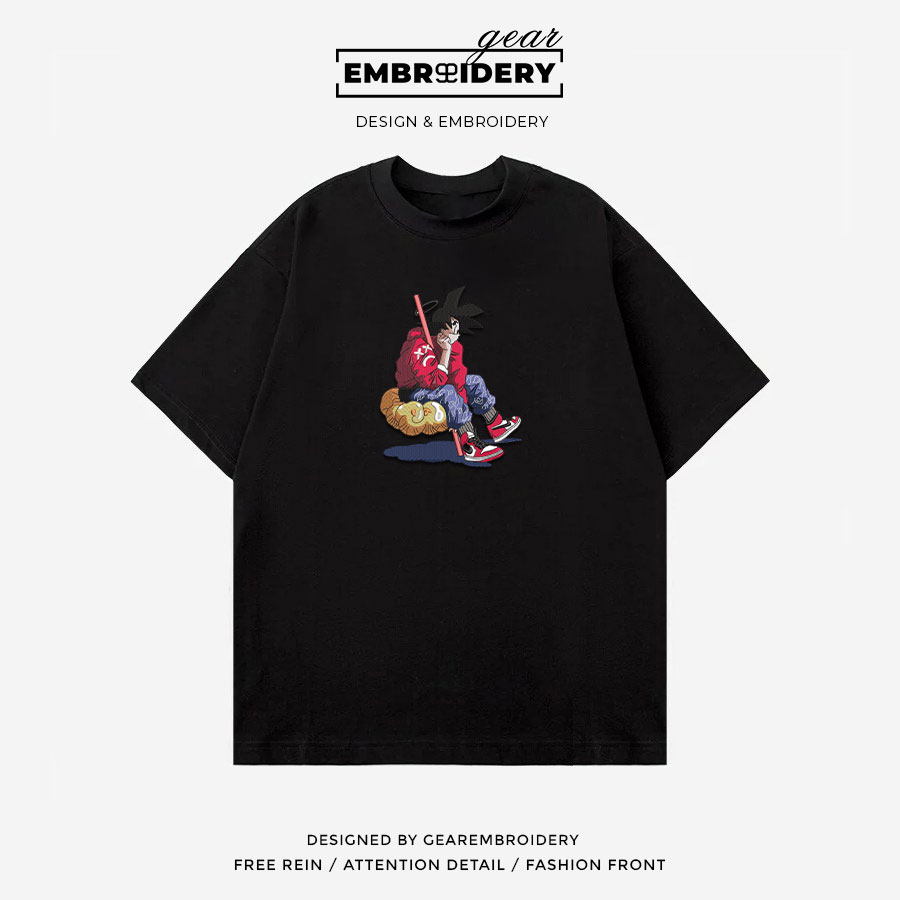 Goku on cloud Dragon Ball Anime Embroidered Design Personalized Embroidered T Shirt Sweatshirt Hoodie Clothing DB044